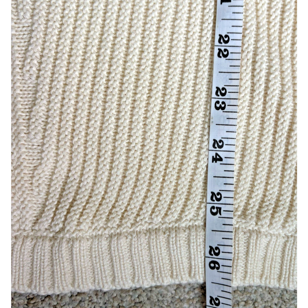 New CHARTER CLUB Cream Cotton Sweater XXL Slouchy Knit V-Neck Minimalist Neutral - Picture 10 of 10